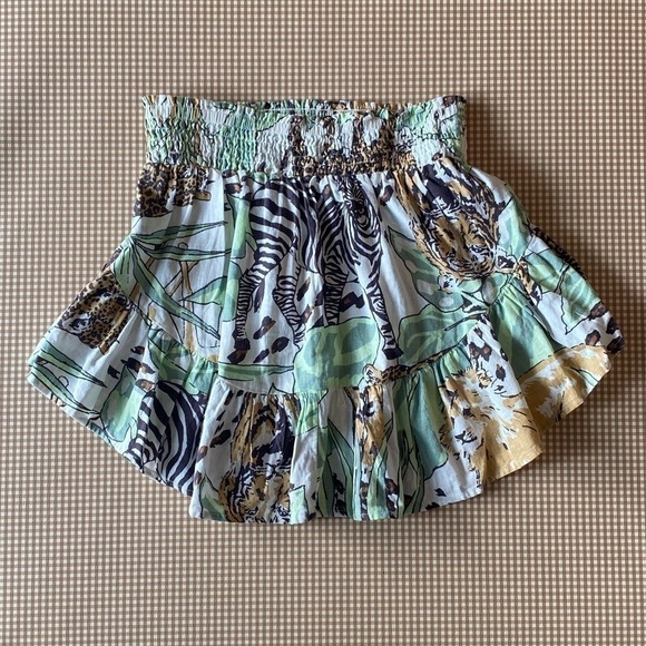 aerie Dresses & Skirts - AERIE‎ animals Safari Zebra lion linen blend mini skirt. Size XS. NWT